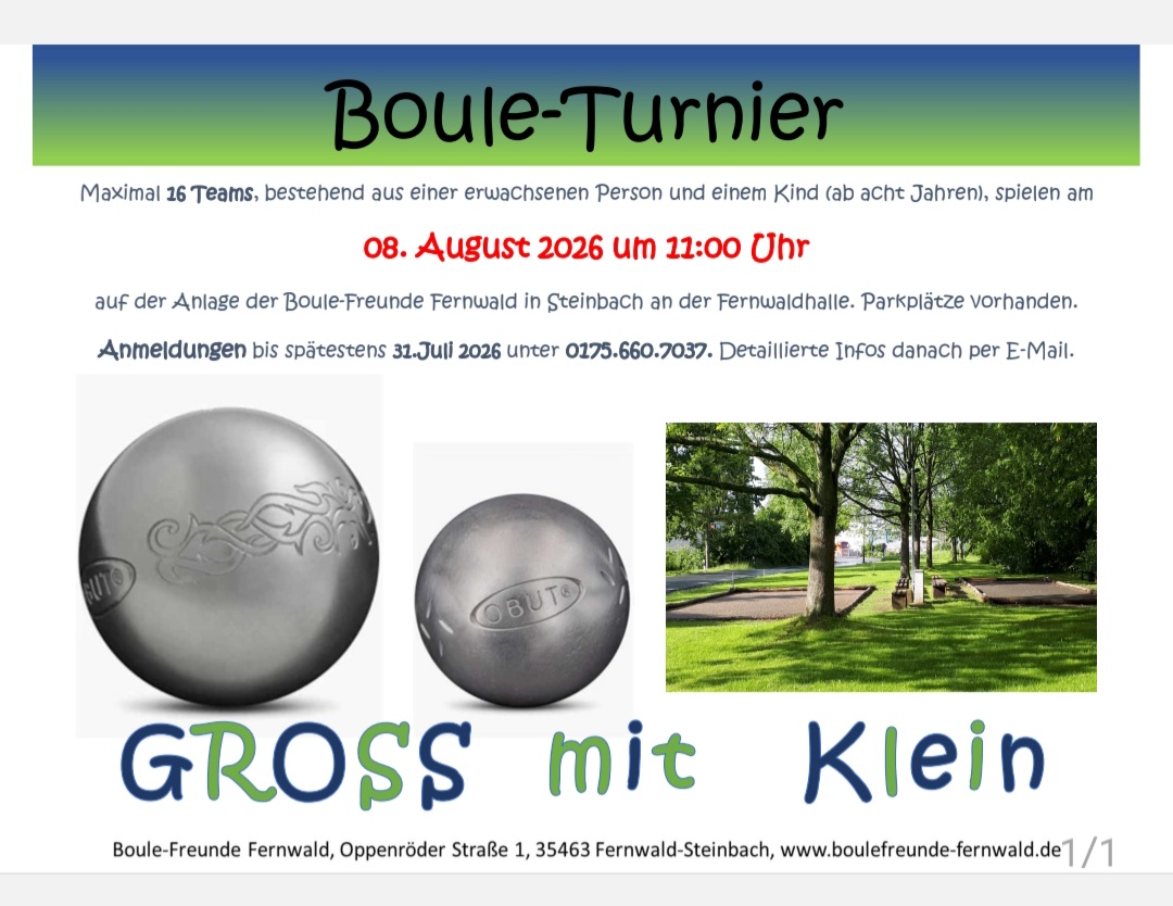 Du betrachtest gerade Boule‑Turnier „GROSS mit Klein“
