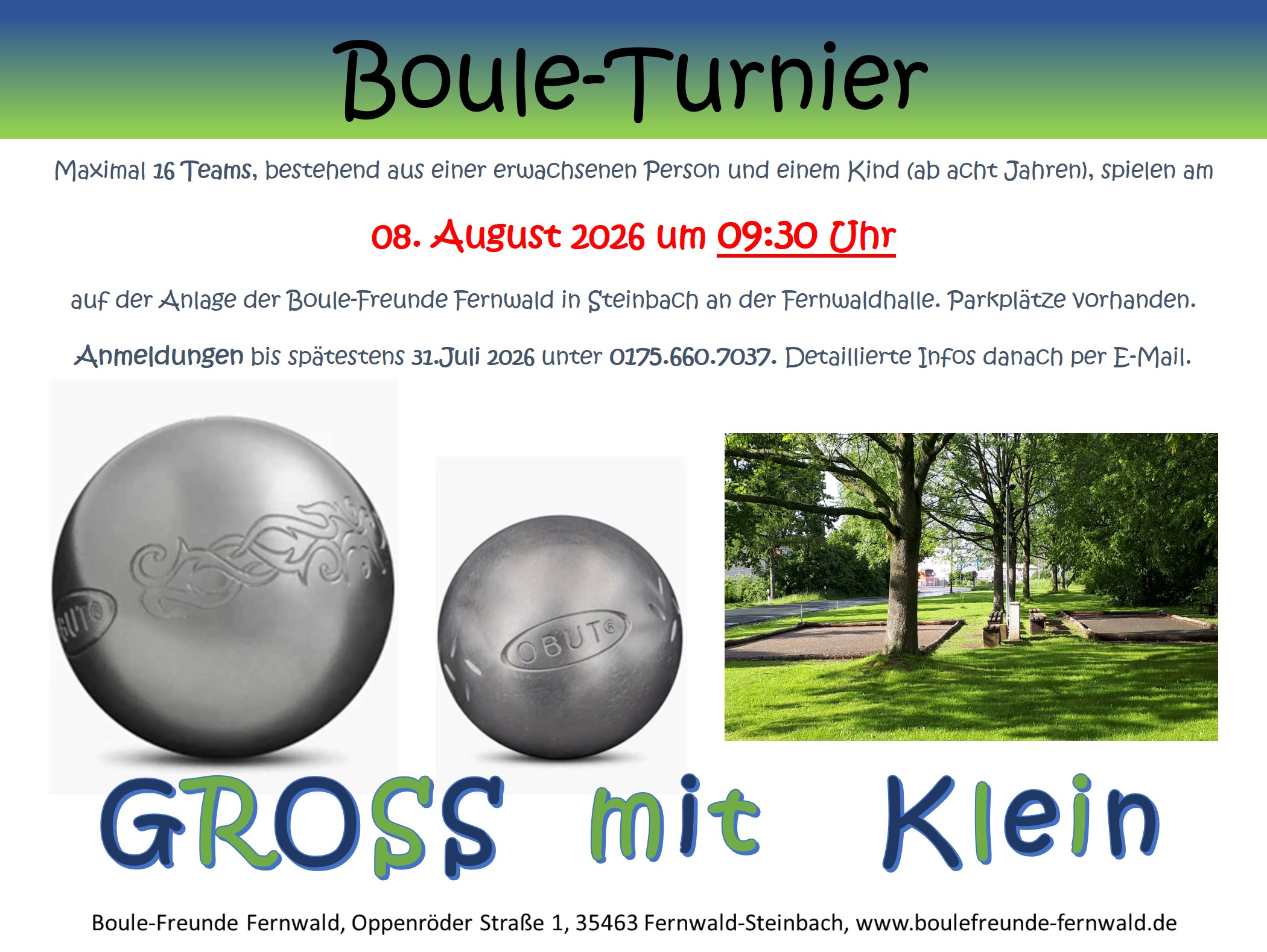 Mehr über den Artikel erfahren Boule‑Turnier „GROSS mit Klein“